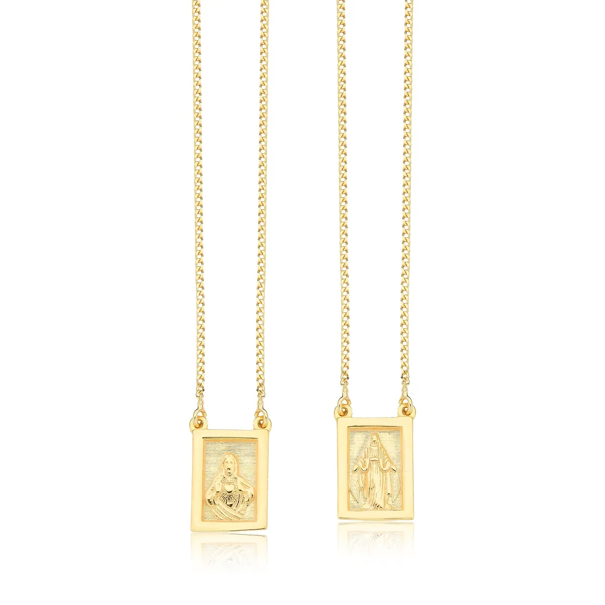 Escapulário For me Religion prata 925 dourada N. S. das Graças e S. C. de Jesus 60cm