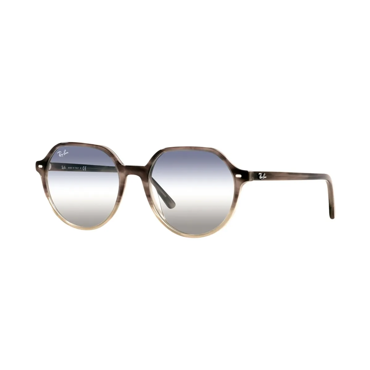 Óculos de Sol Ray-Ban Thalia 0RB2195 1327GF53 Acetato Marrom Mesclado com lentes na cor Azul e Cinza