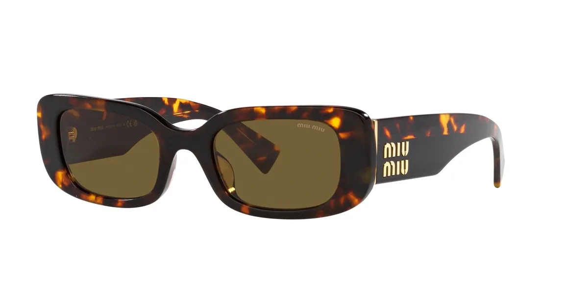 Óculos de Sol Miu Miu 0MU 08YS VAU01T51 Acetato Amarelo Mesclado com lentes na cor Marrom Degradê