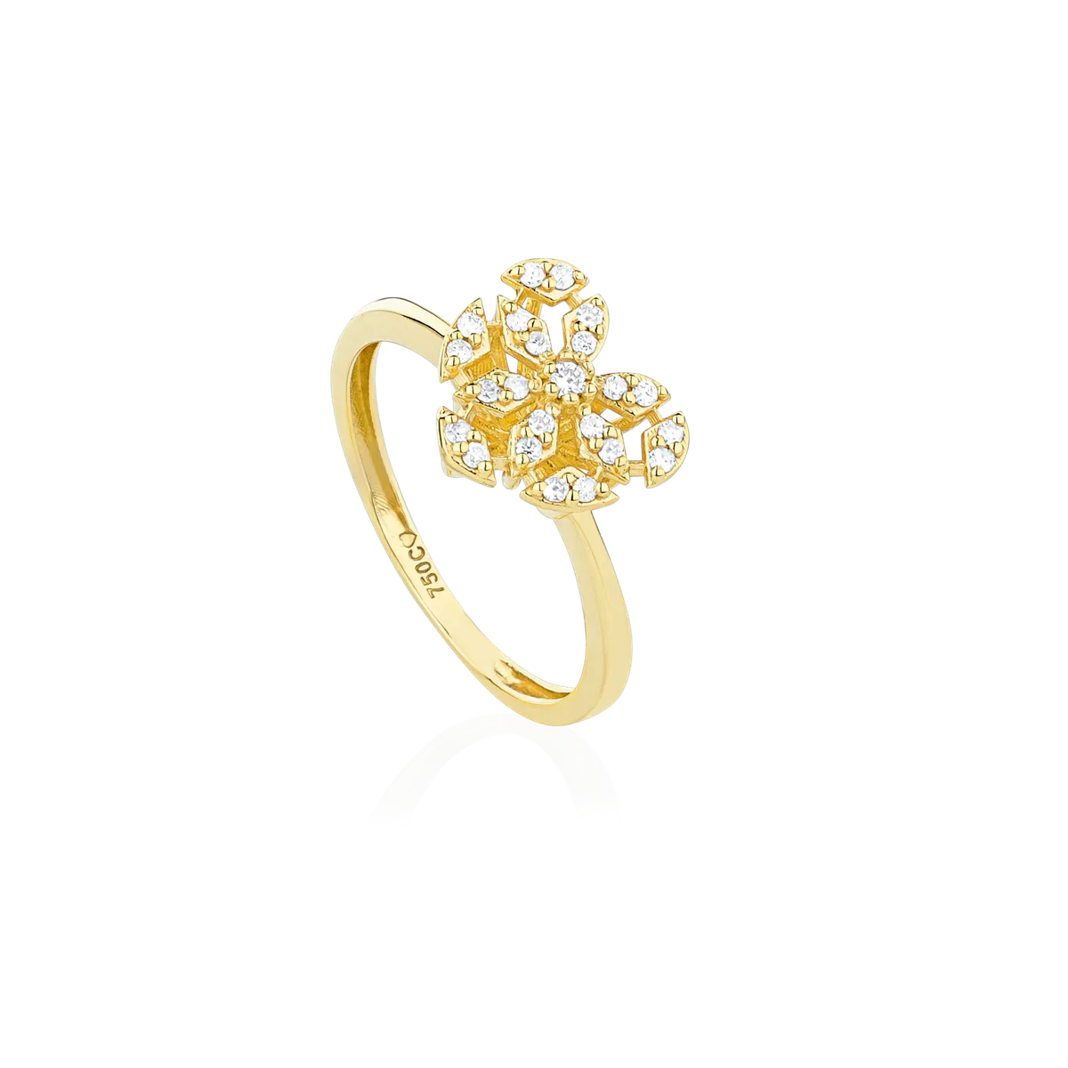 Anel coração vazado ouro 18k  navetes de 14,7pts de Diamantes