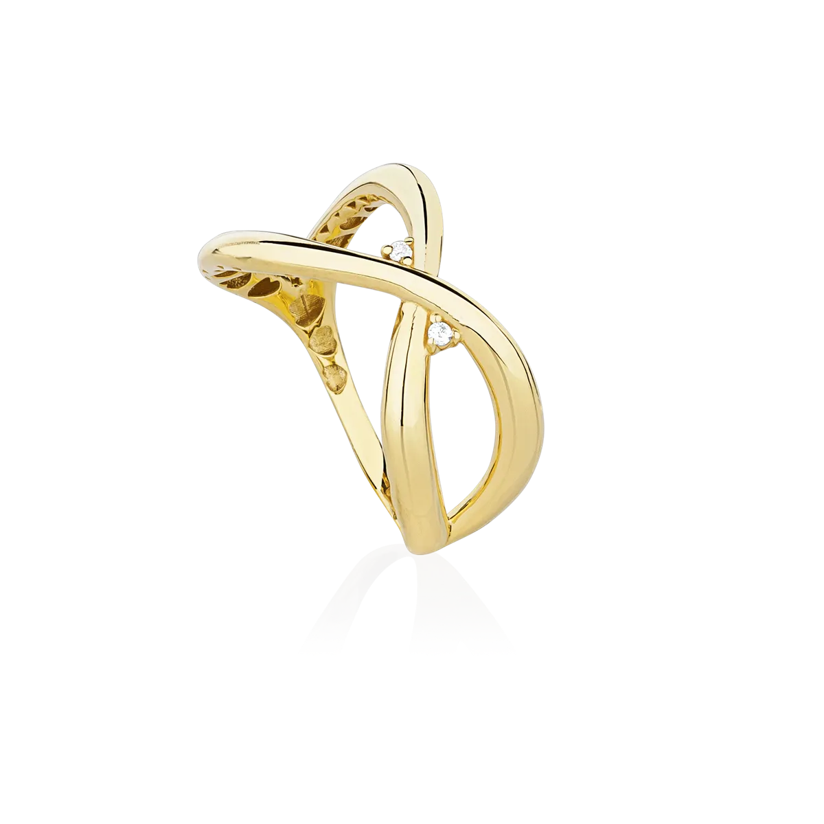 Anel infinito aros cruzados ouro 18k com 1,8pts Diamantes