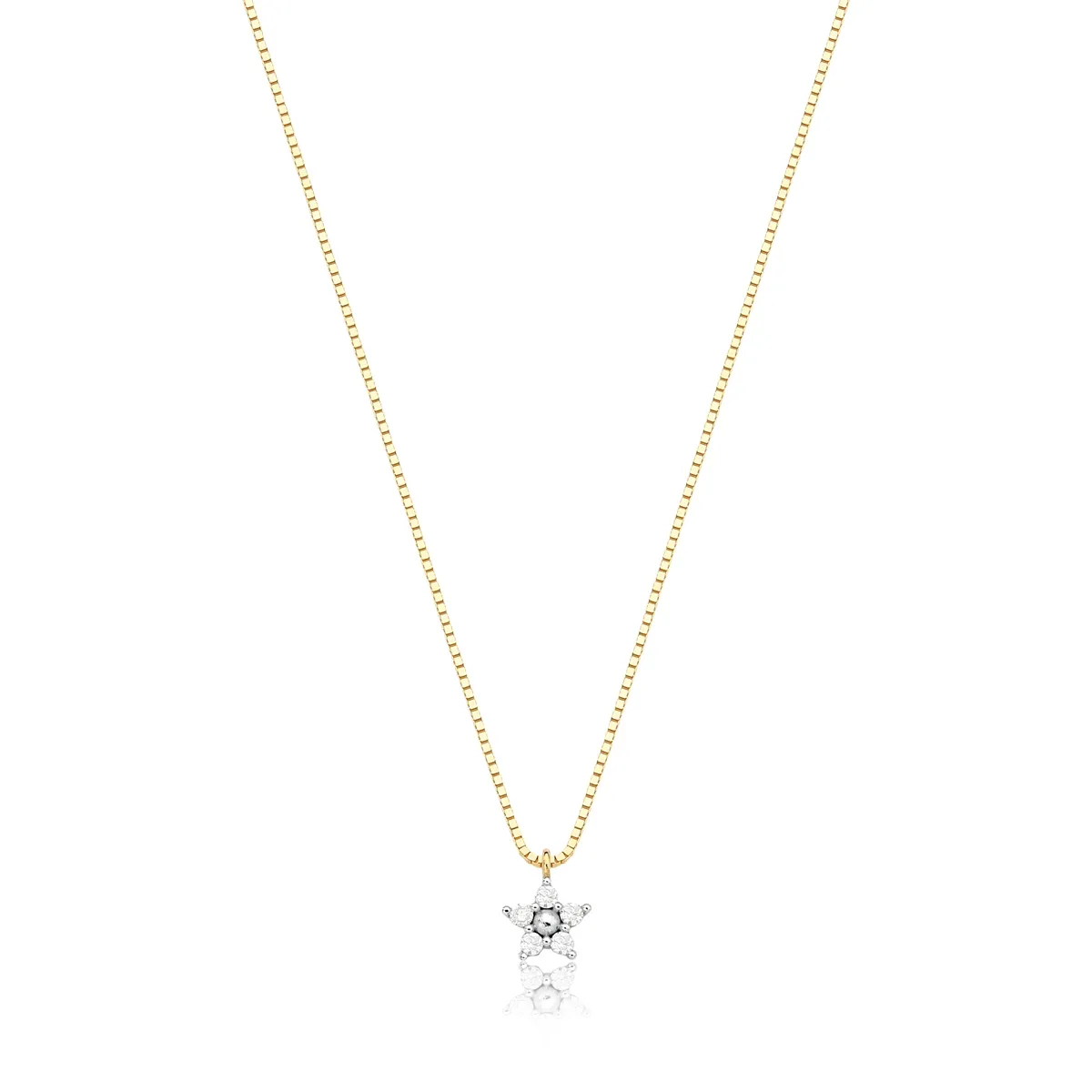 Colar ouro 18k gargantilha pingente estrela com Diamantes