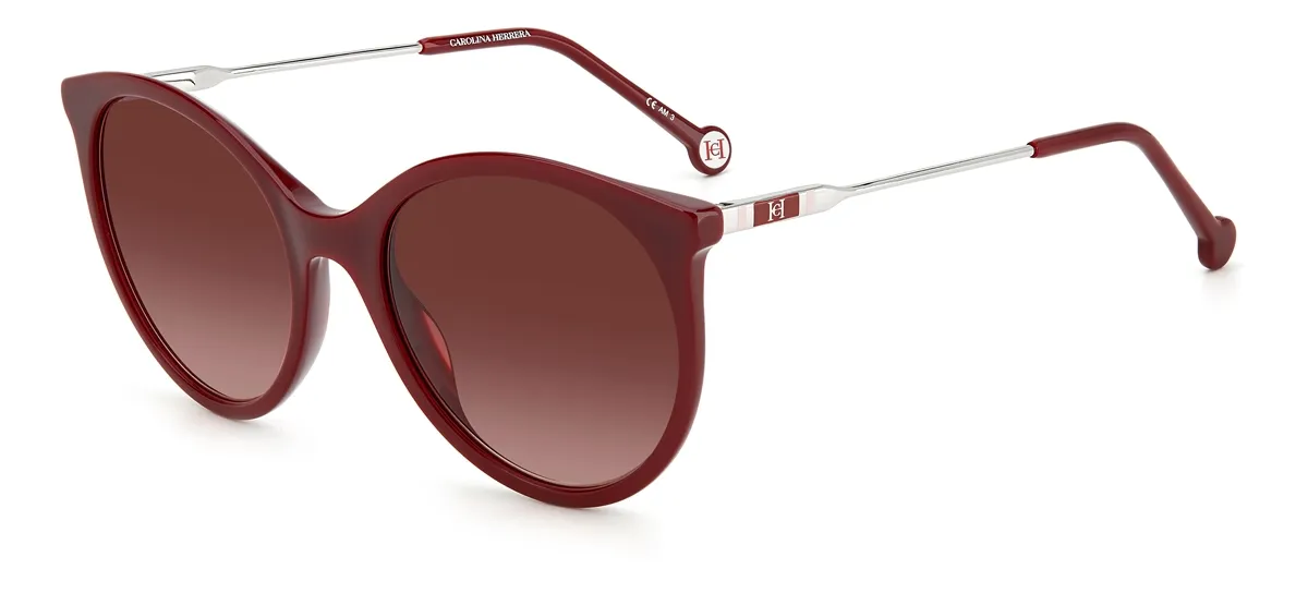 Óculos de Sol Carolina Herrera CH 0069/S LHF 563X Acetato Vermelho com lentes na cor Rosa Degradê