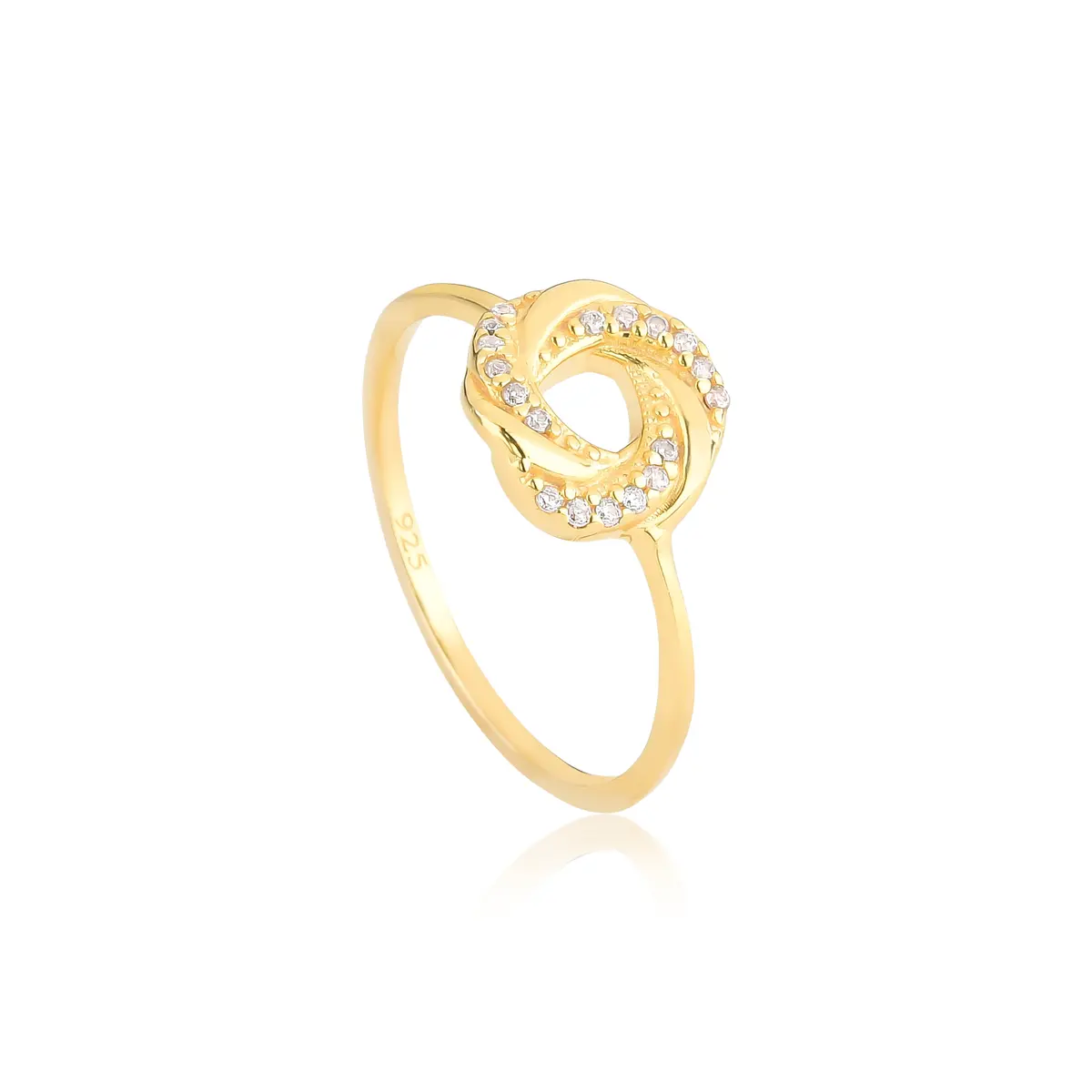 Anel com círculo entrelaçado prata 925 dourada com Zircônias For me Antique