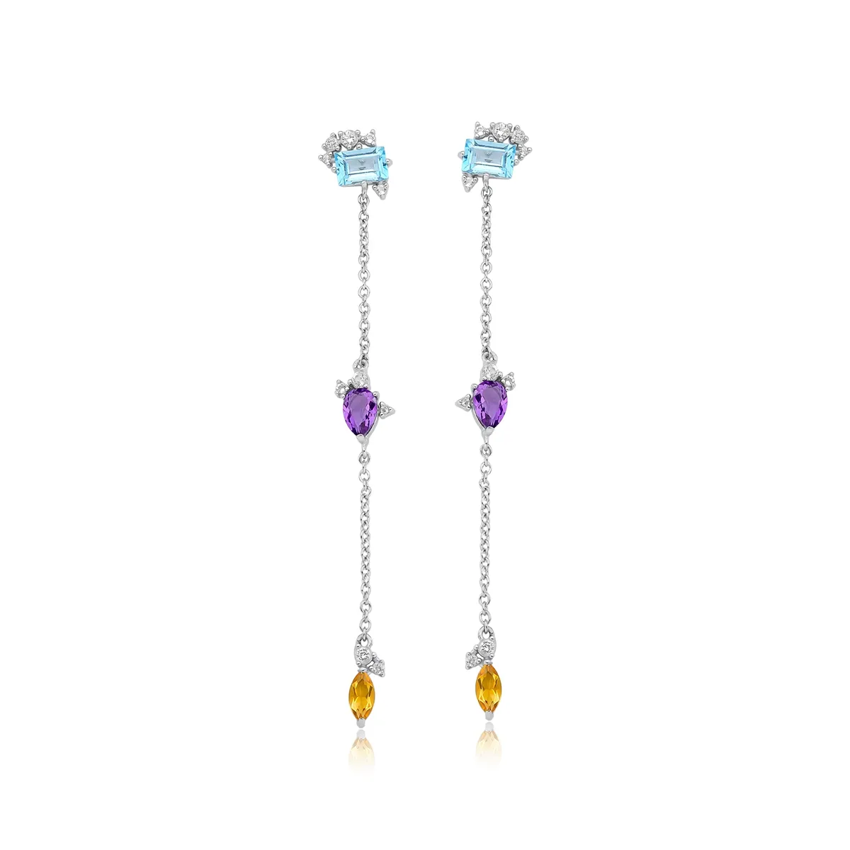 Brinco Drops prata 925 com Gemas brasileiras For me Deco