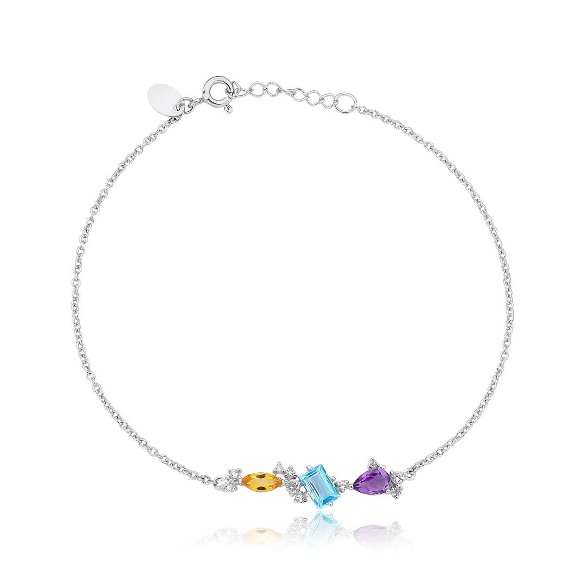 Pulseira elos prata 925 mix de gemas brasileiras For me Deco 18/20cm