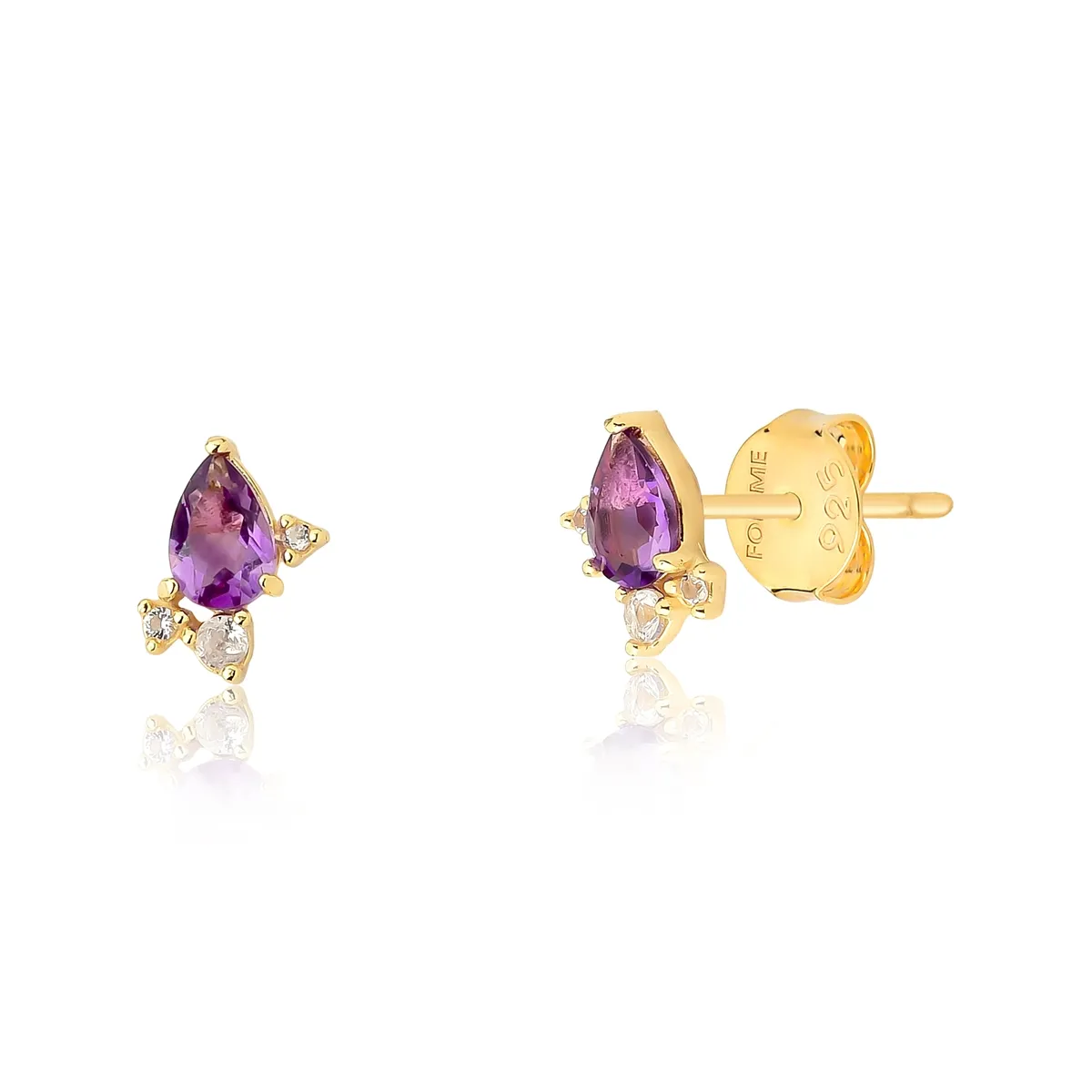 Brinco prata 925 dourado de Ametista e Topázio For me Deco