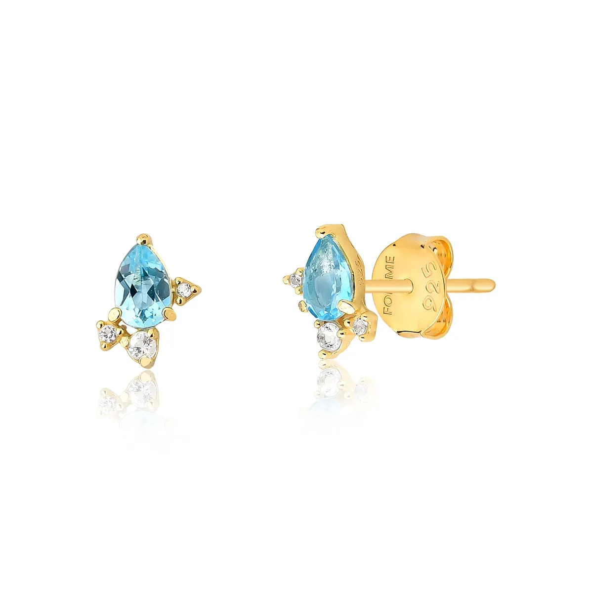 Brinco prata 925 dourado Topázio Swiss e branco For me Deco