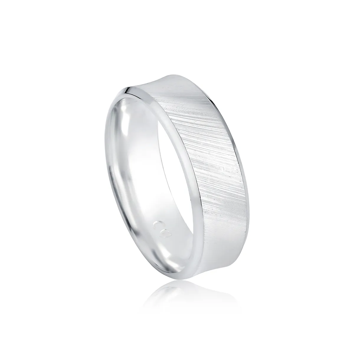 Aliança prata 925 reta trabalhada 7MM