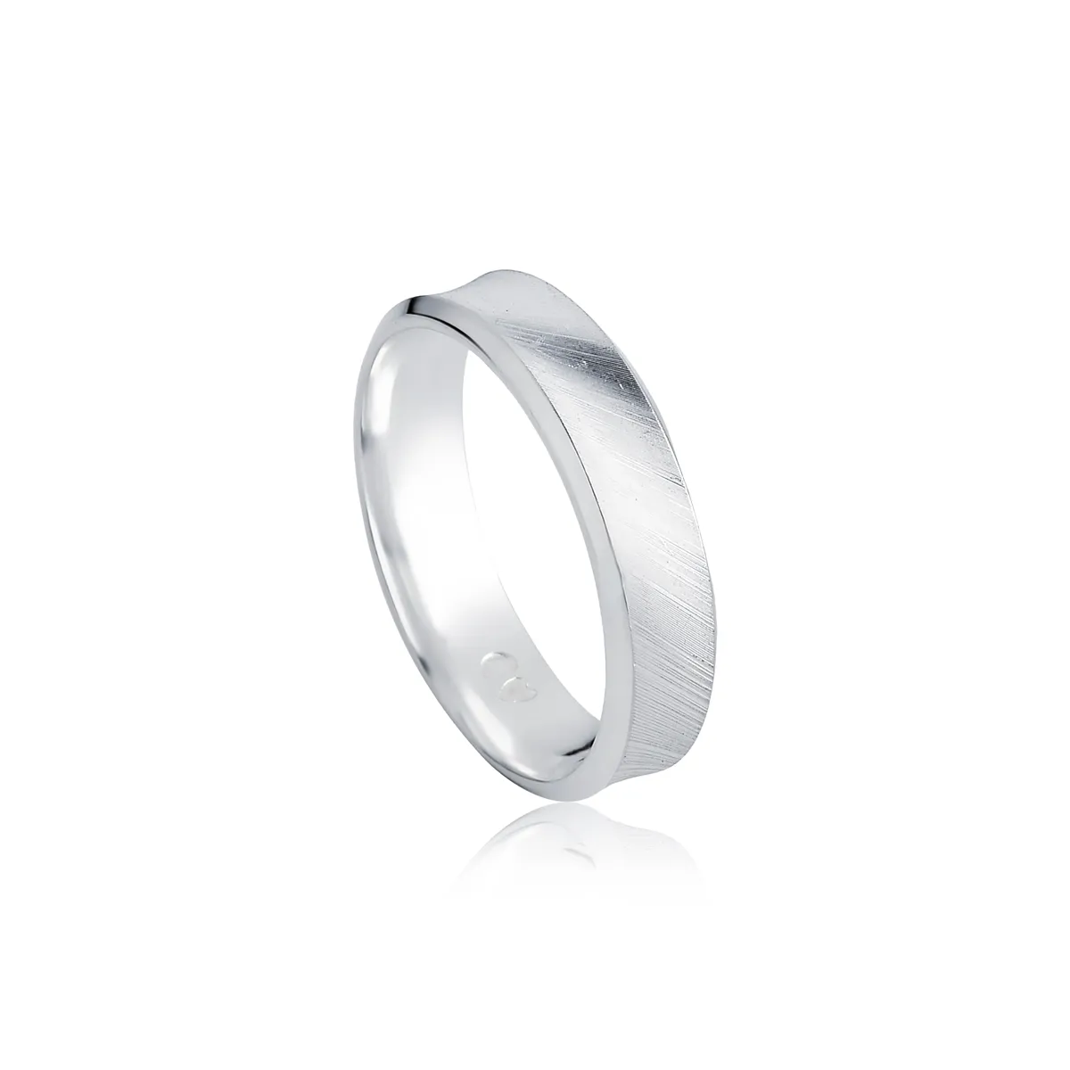 Aliança prata 925 reta trabalhada 5MM