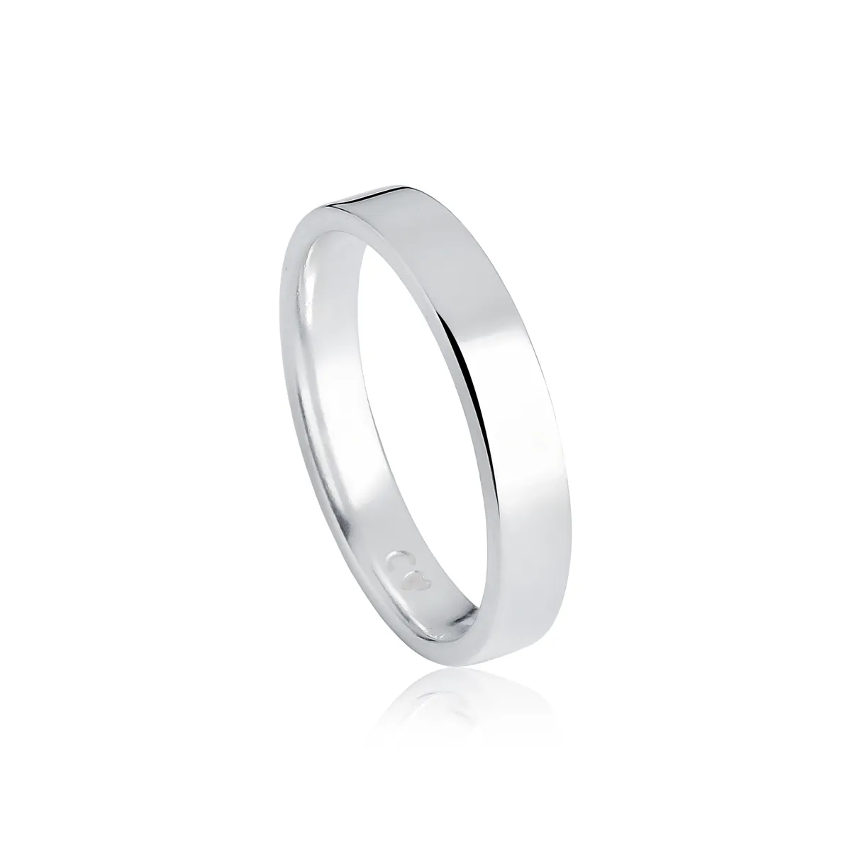 Aliança prata 925 quadrada polida 4MM