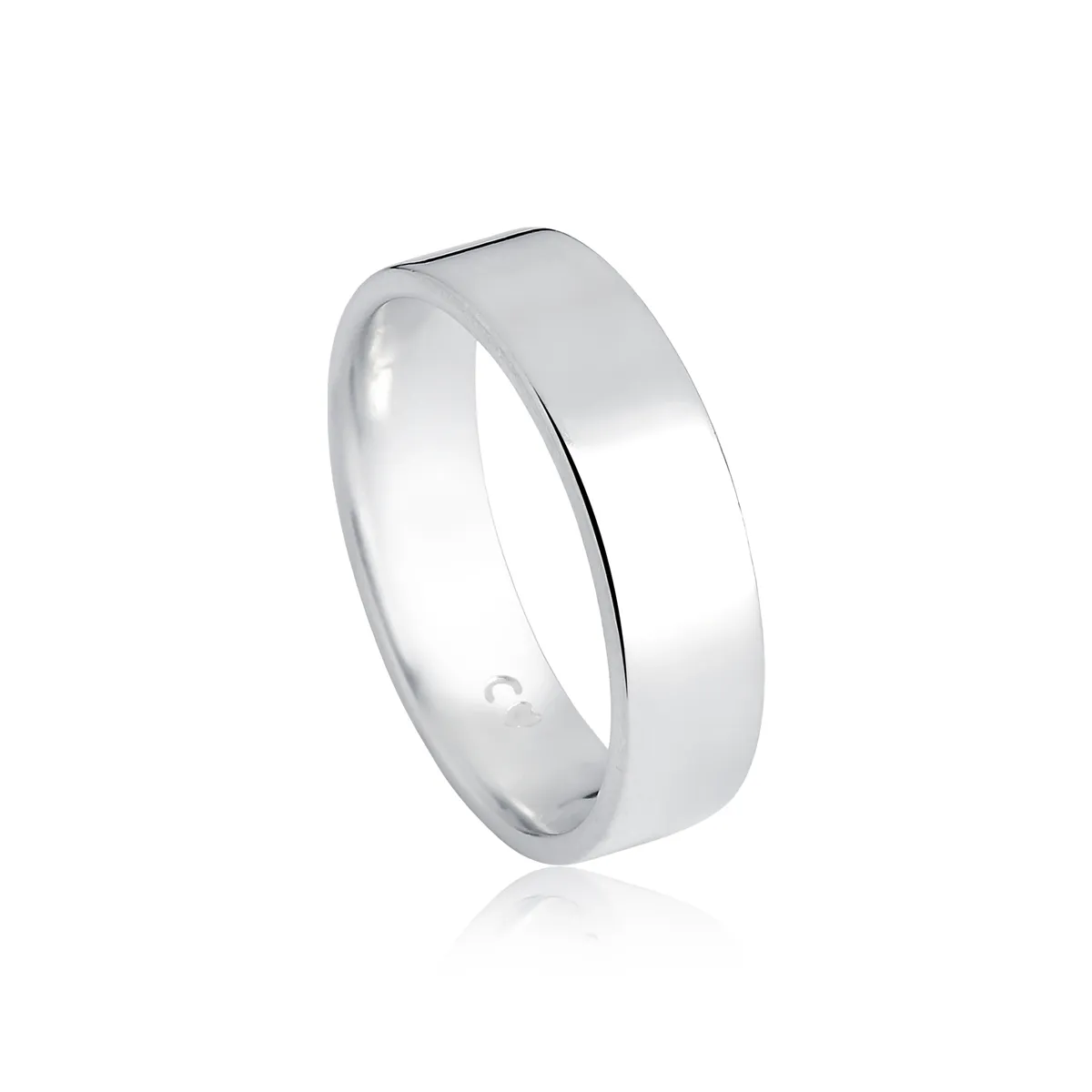 Aliança prata 925 quadrada polida 6MM