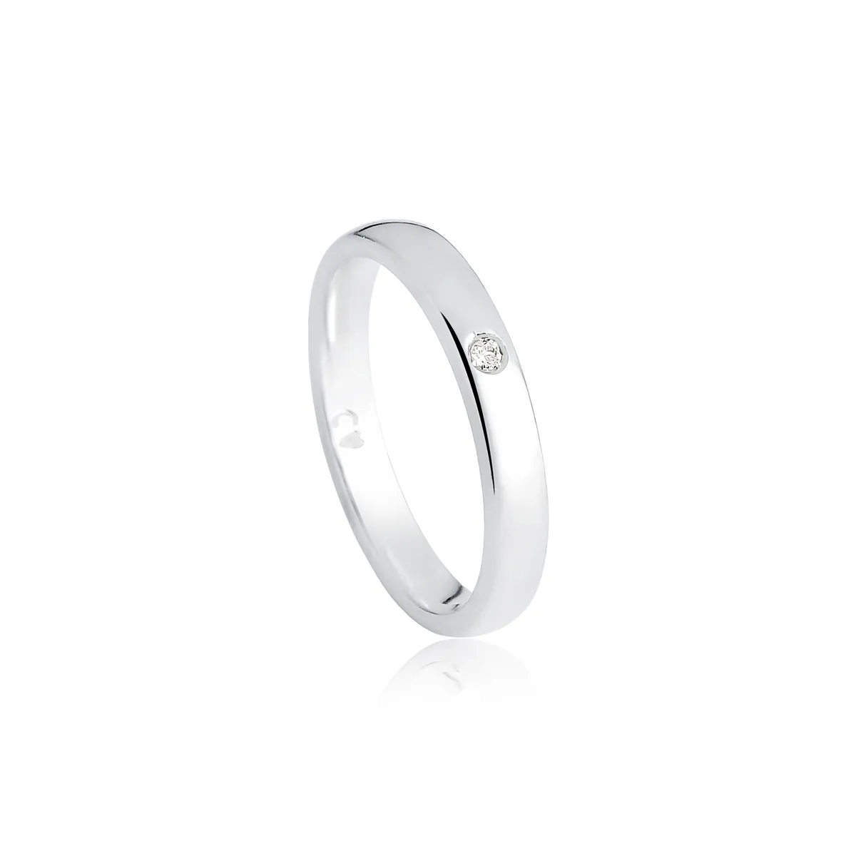 Aliança prata 925 abaulada polida com Topázio branco 3MM