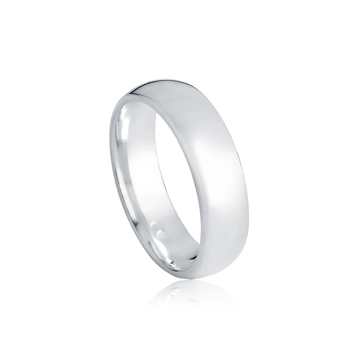 Aliança prata 925 abaulada polida 6MM