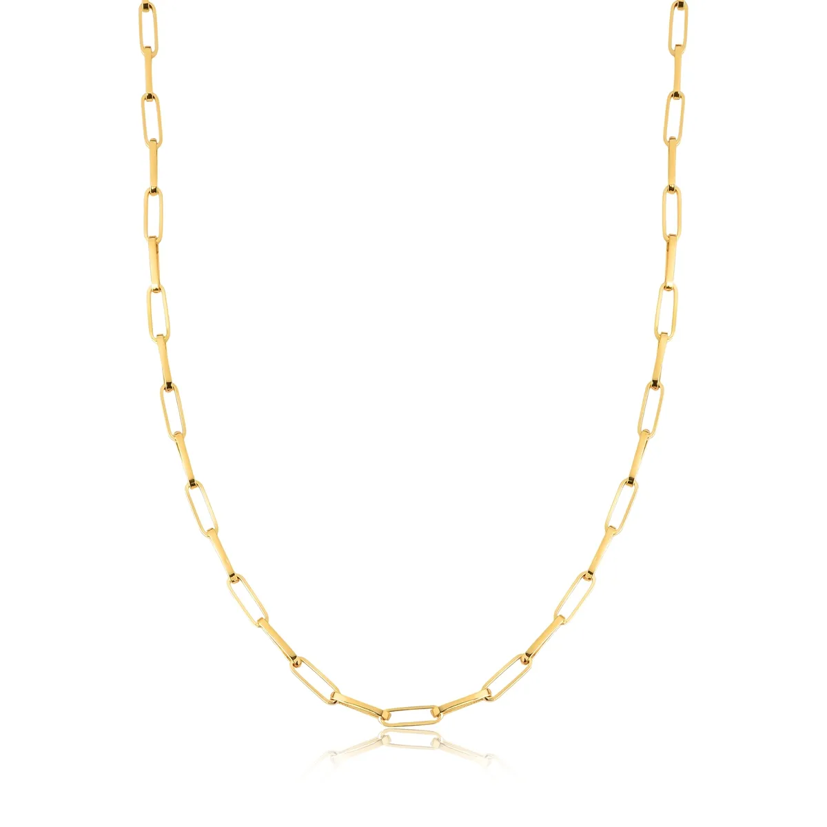 Corrente de elo Cadeado longo ouro 18k polida oca 40cm