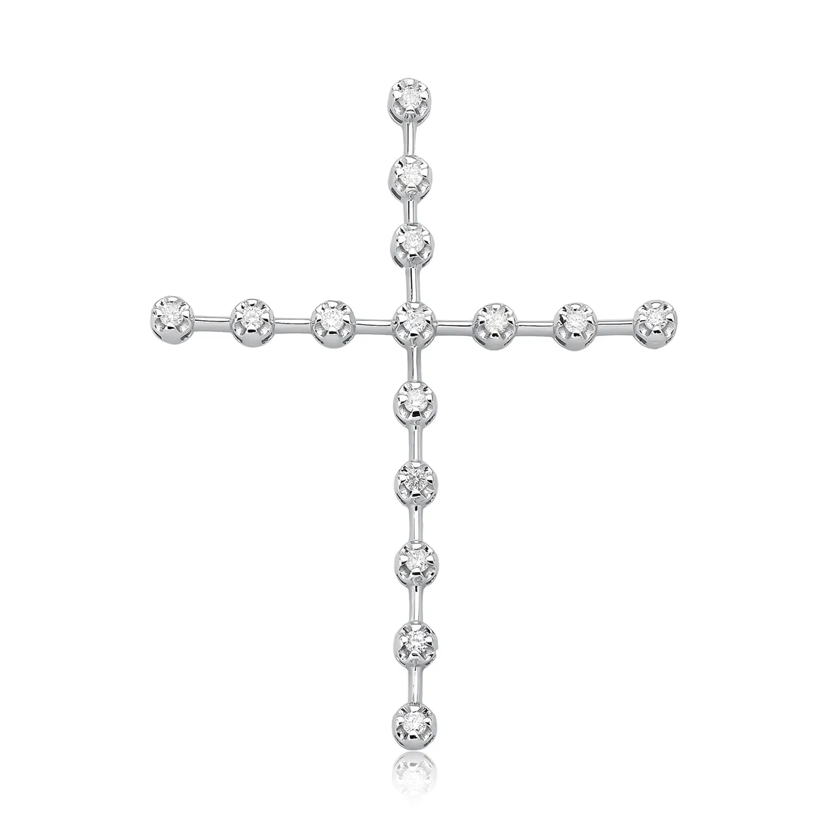Pingente ouro branco 18k cruz palito de Diamantes
