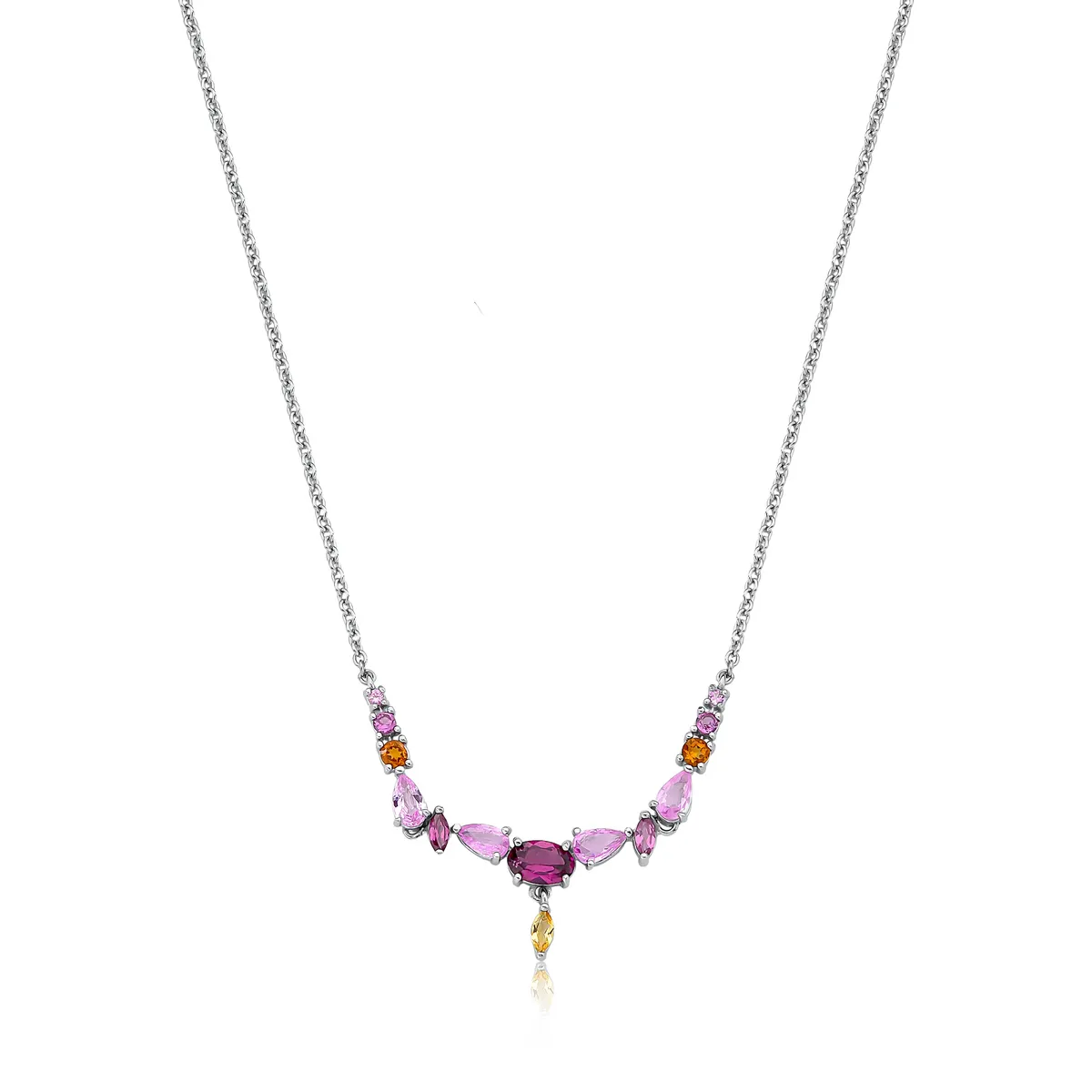 Gargantilha pingentes de gemas coloridas prata 925 For me Princess