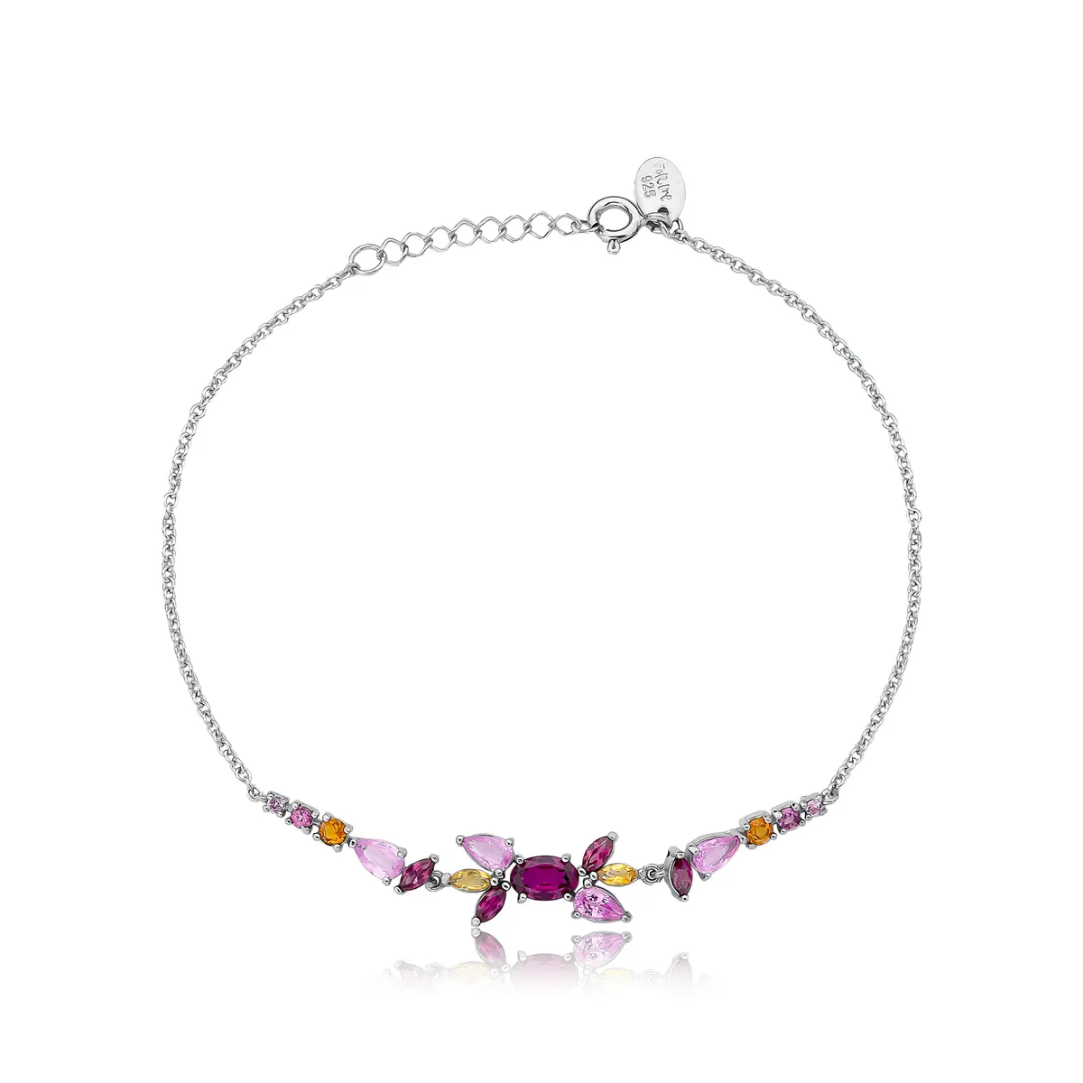 Pulseira de elos com mix de gemas coloridas prata 925 For me Princess