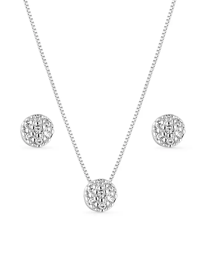 Conjunto Bolinha Cravejado - Prata