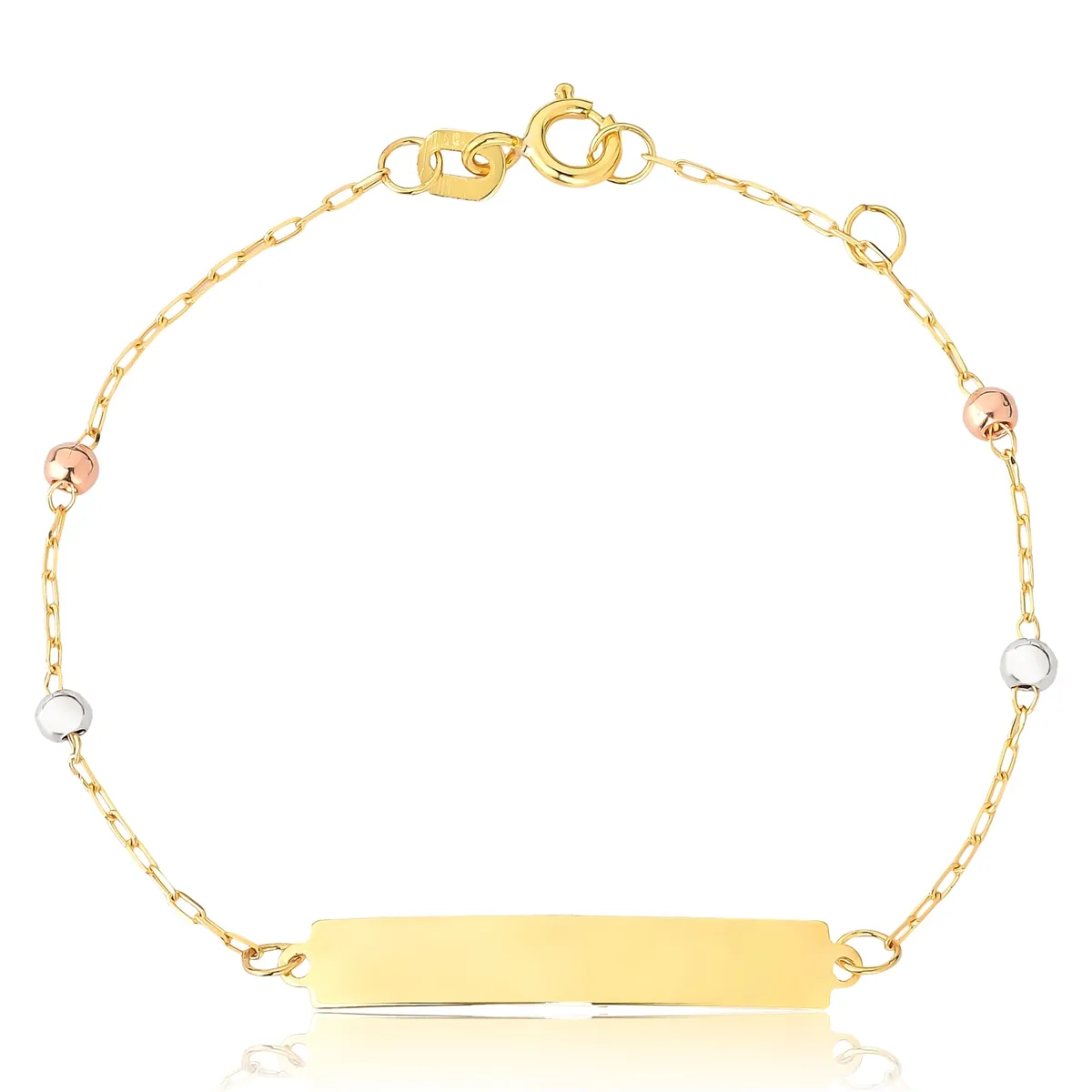 Pulseira ouro 18k infantil melindrosa três tons 12/13cm