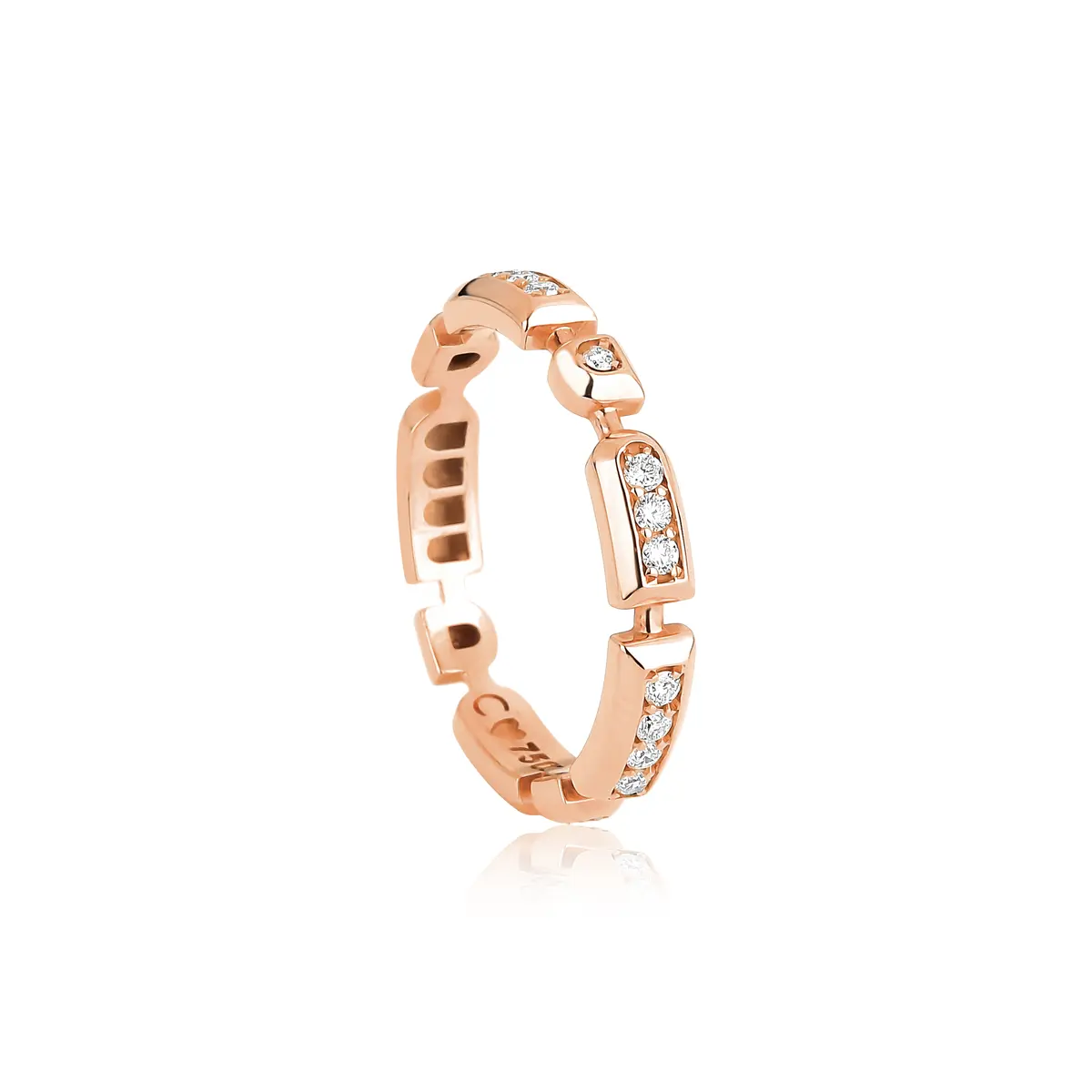 Anel Colosseo ouro rosé 18k aro módulos com 17pts de Diamantes