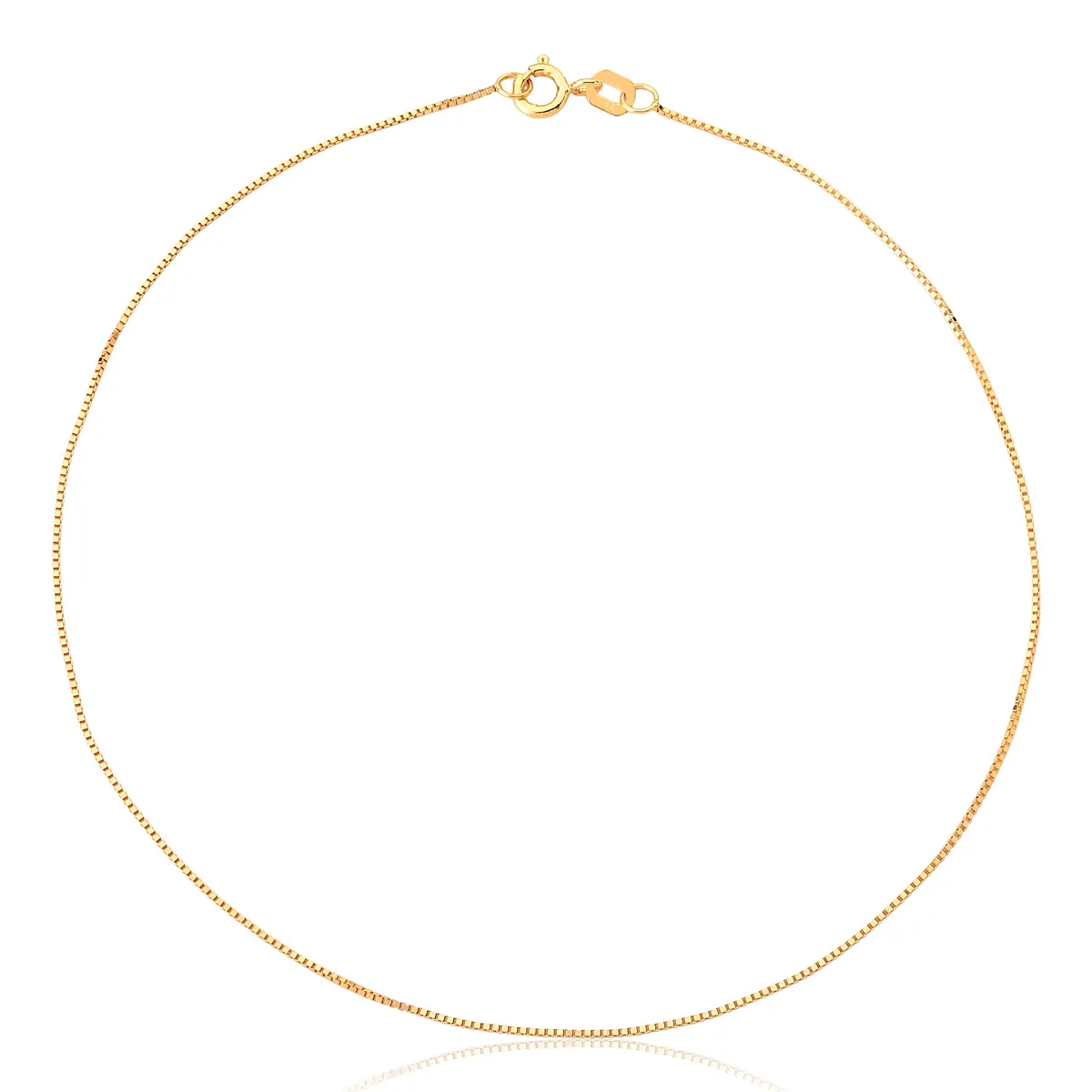 Tornozeleira malha Veneziana ouro 18k polida 25CM