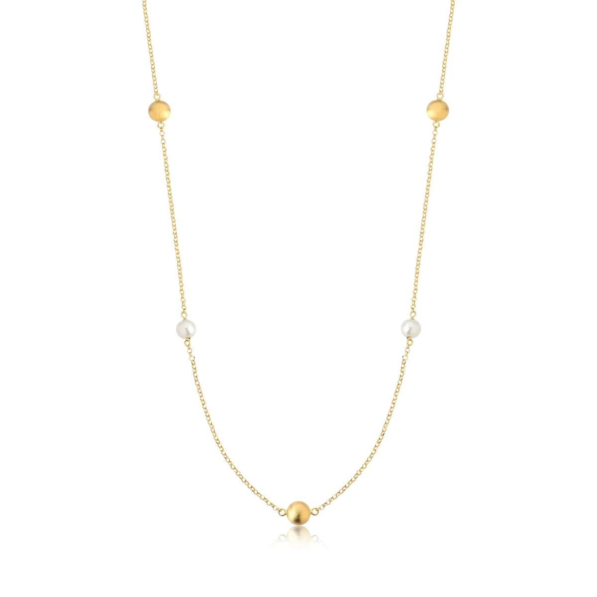 Colar ouro amarelo 18k gargantilha de bolinhas e Pérolas 40cm