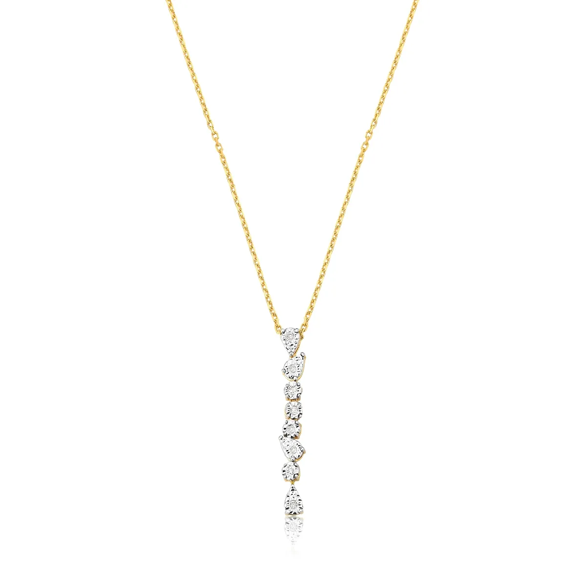 Gargantilha gravatinha ouro 18k gotas com 4pts de Diamantes