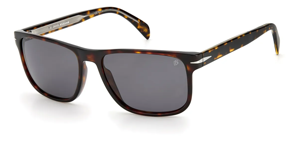 Óculos de Sol David Beckham DB 1060/S 086 57M9 Acetato Marrom Mesclado com lentes na cor Fumê
