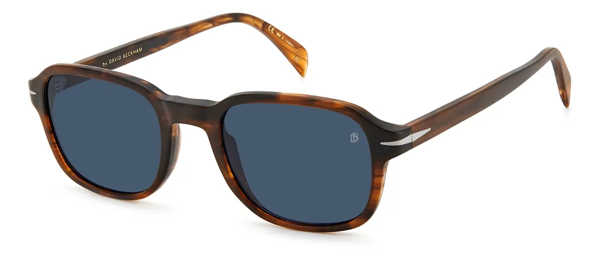 Óculos de Sol David Beckham DB 1100/S EX4 51KU Acetato Marrom Mesclado com lentes na cor Azul