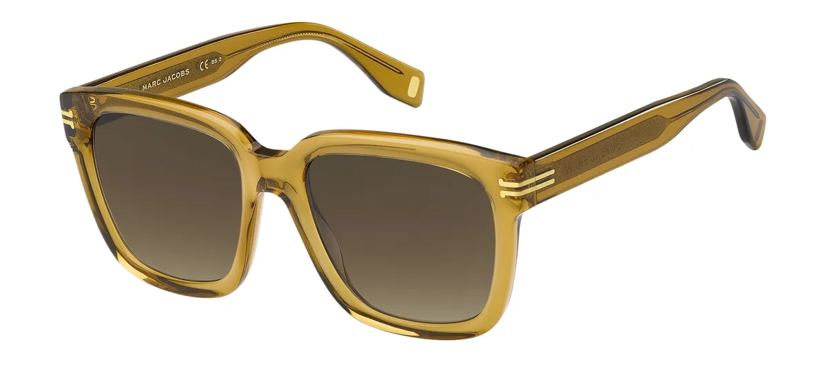 Óculos de Sol Marc Jacobs MJ 1035/S 40G 53HA Acetato Amarelo com lentes na cor Marrom Degradê