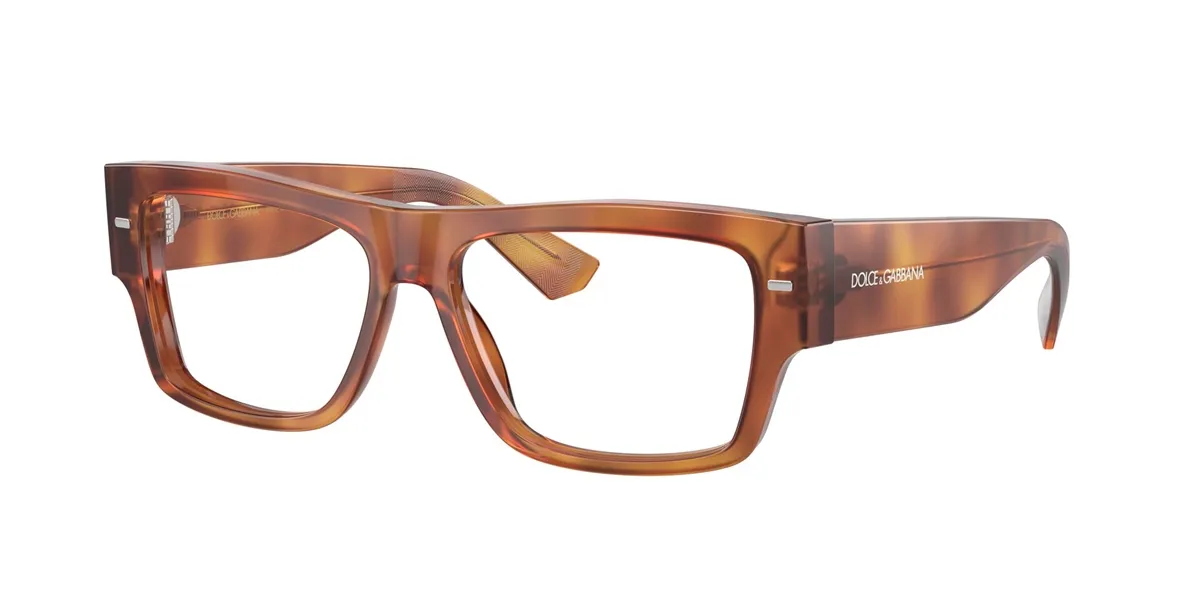 Óculos de Grau Dolce & Gabbana 0DG3379 705 55 Acetato Amarelo e Marrom Mesclado