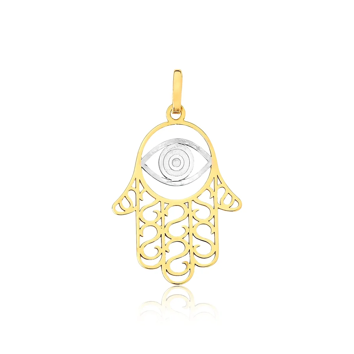 Pingente ouro amarelo 18k Hamsá Mão de Fátima