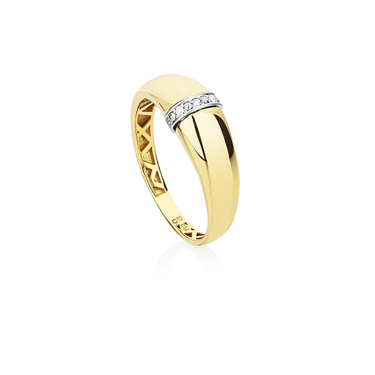 Anel abaulado ouro 18k polido com filete de 1,5pts de Diamantes