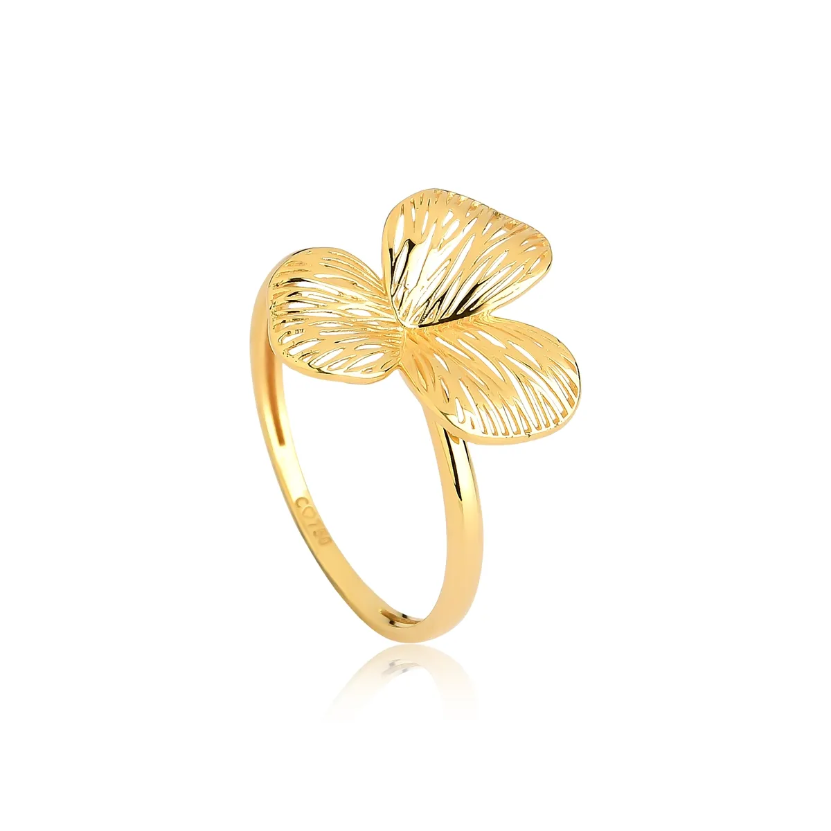 Anel Printemps flor filigrana "M" ouro 18k três pétalas