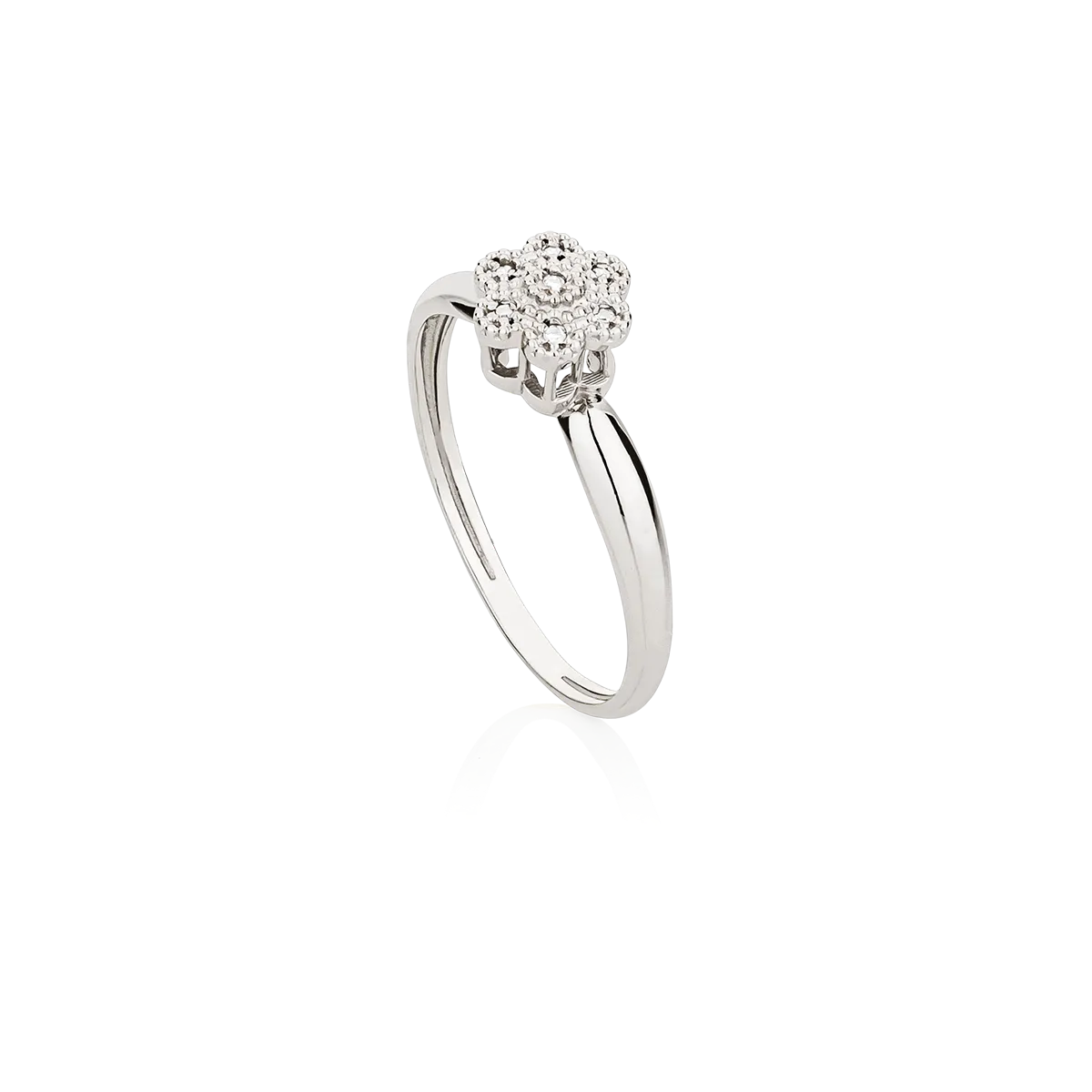 Anel flor ouro branco 18k com 2,10pts de Diamantes