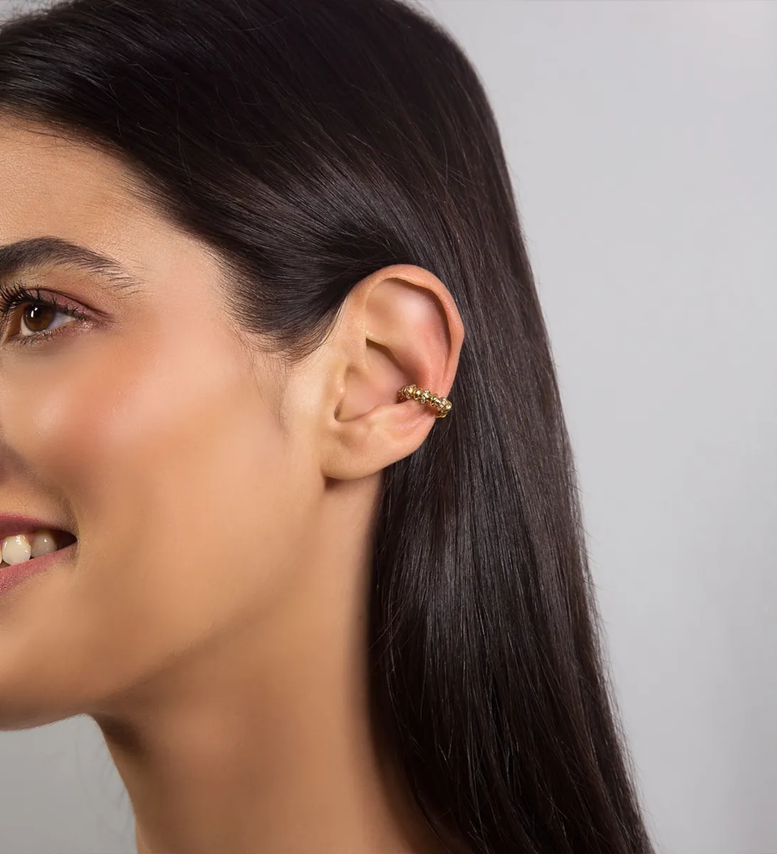 Piercing de orelha ouro amarelo 18k encaixe com 36pts de Diamantes