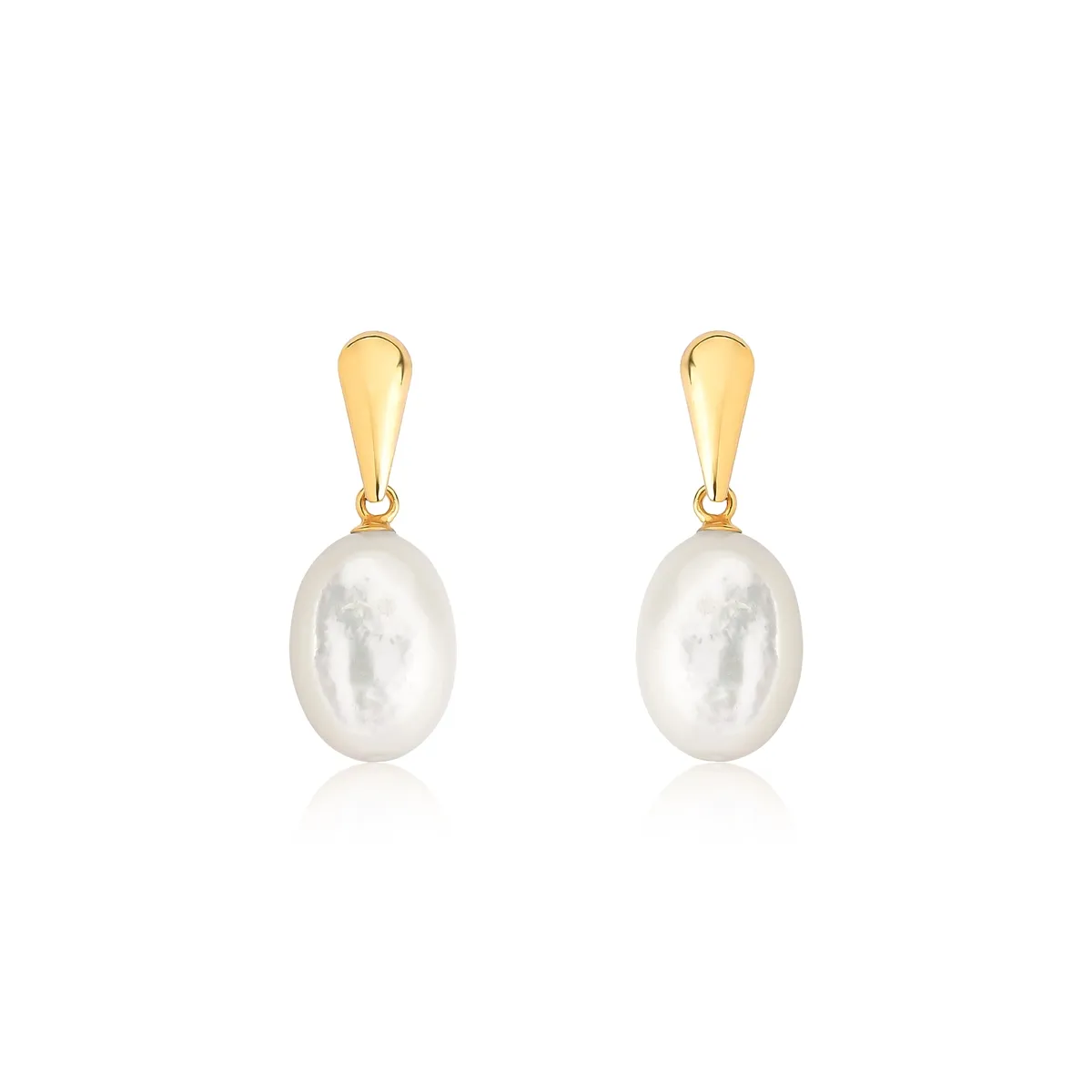 Brinco pingente oval de Madrepérola ouro 18k
