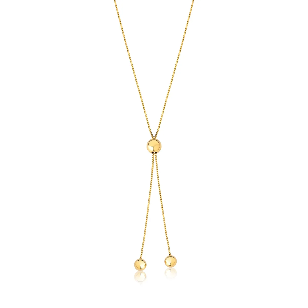 Colar ouro amarelo 18k gargantilha gravatinha com bolinhas polidas
