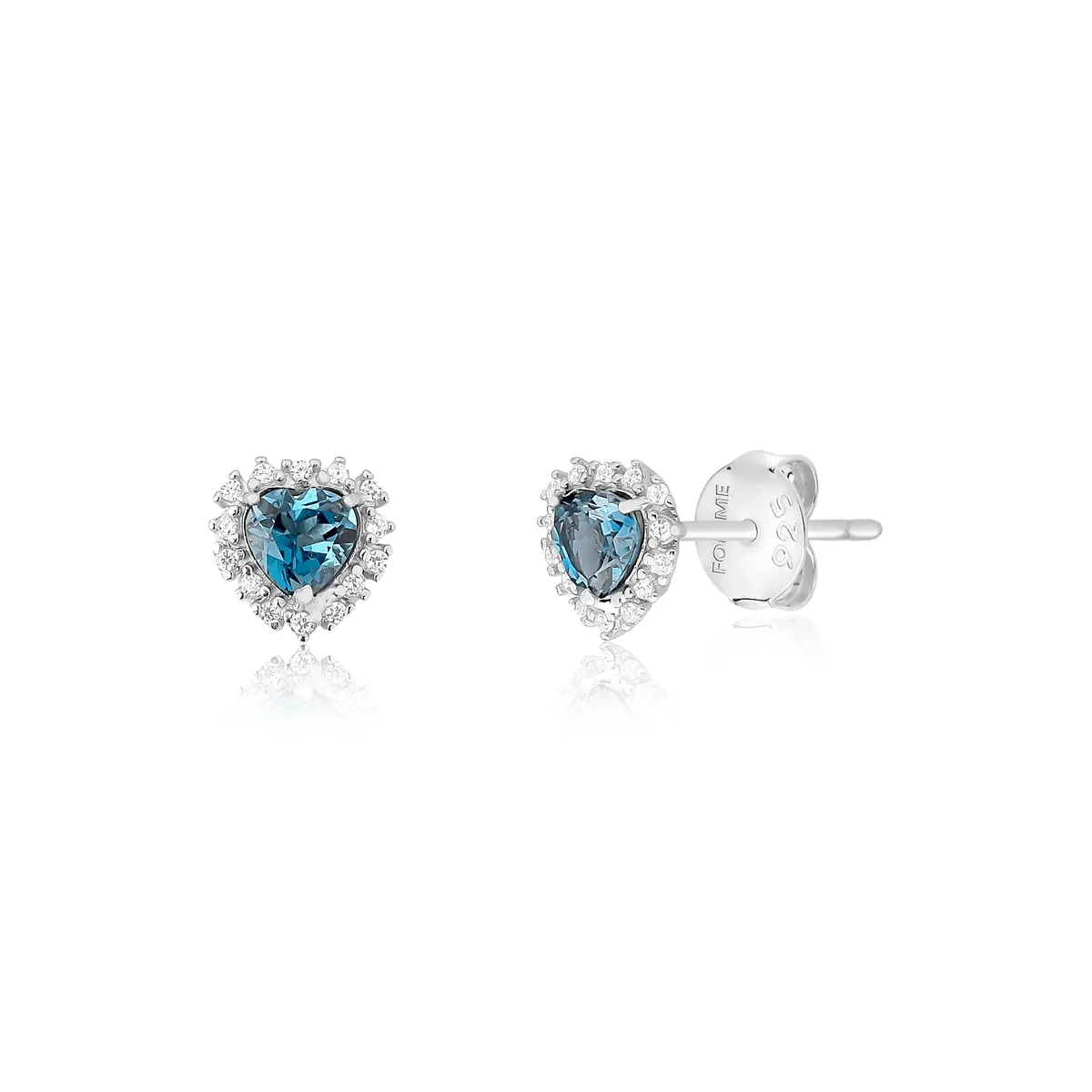 Brinco Stud coração de Topázio London com Zircônias prata 925 For me Love