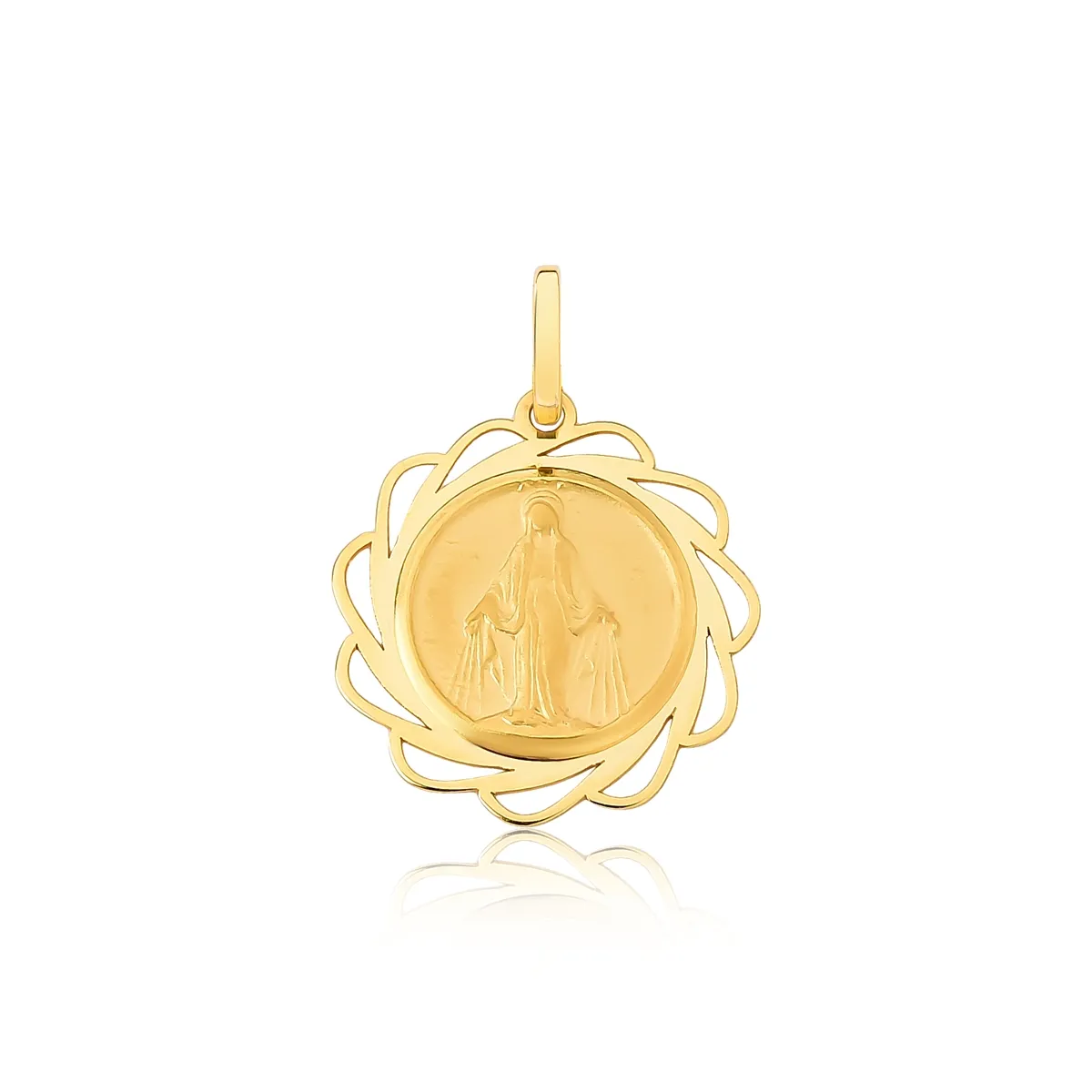 Pingente ouro amarelo 18k medalha de Nossa Senhora das Graças