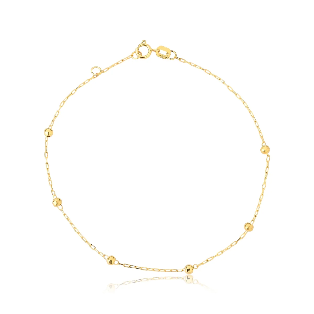 Pulseira ouro amarelo 18k de bolinhas polidas 18cm