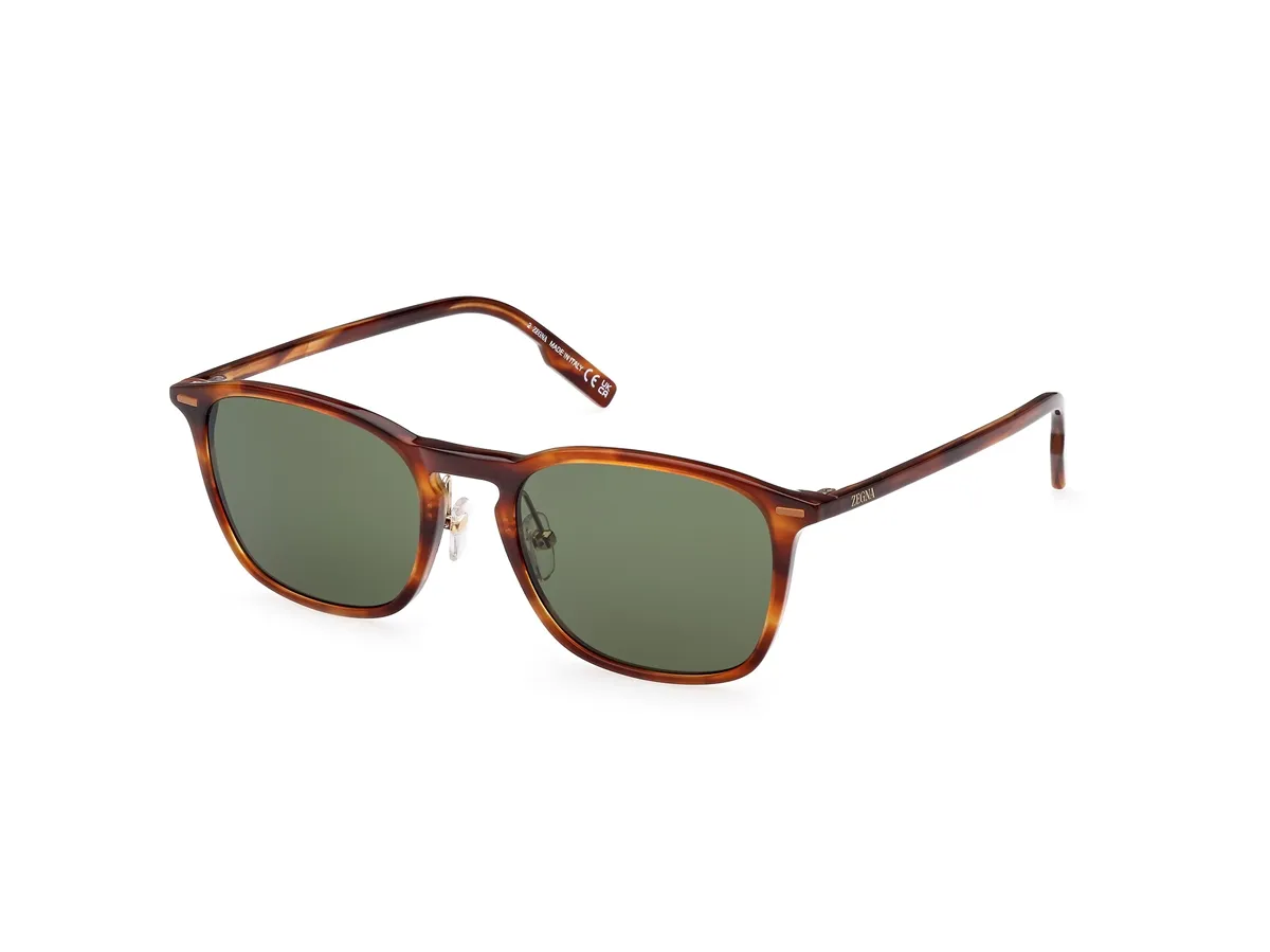 Óculos de Sol Ermenegildo Zegna EZ0211-H_5456N Acetato Marrom Mesclado com lentes na cor Verde