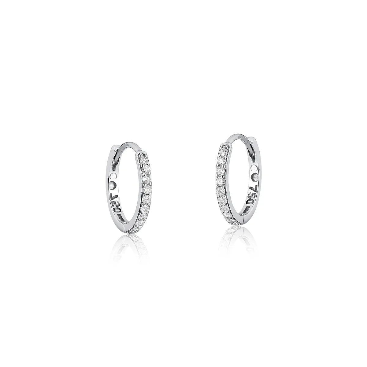 Brinco argola click ouro branco 18k pavê de Diamantes Coleção Pavês Adore