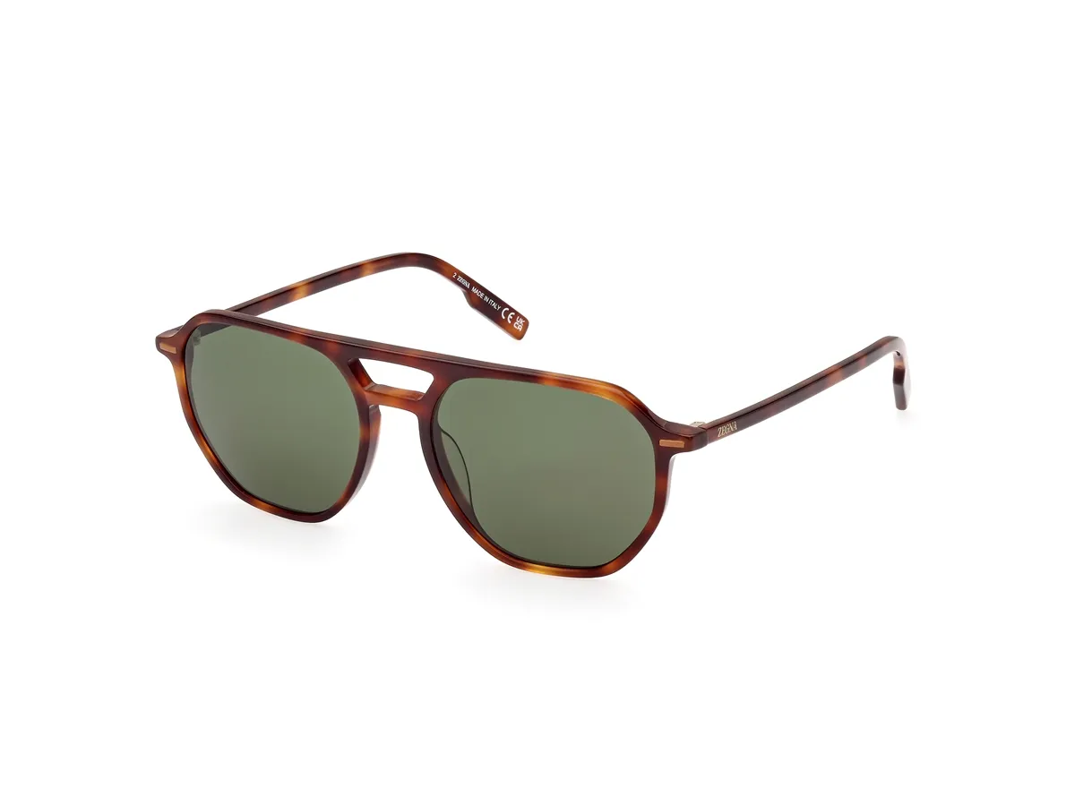 Óculos de Sol Ermenegildo Zegna EZ0212_5552N Acetato Marrom Mesclado com lentes na cor Verde