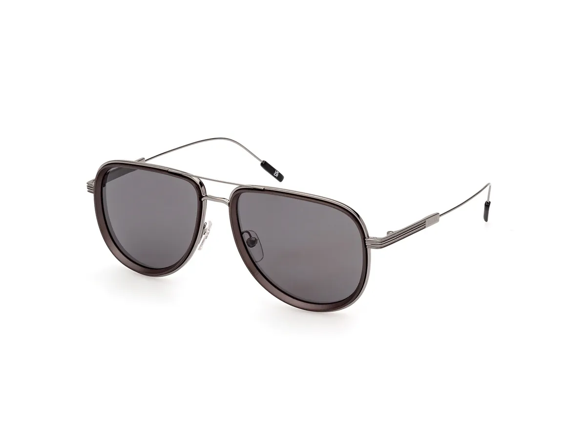 Óculos de Sol Ermenegildo Zegna EZ0218_5708A Metal Cinza com lentes na cor Fumê
