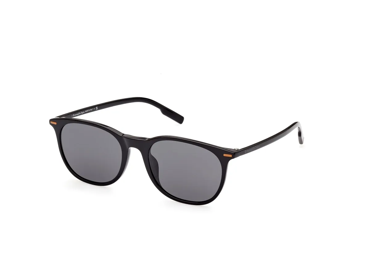 Óculos de Sol Ermenegildo Zegna EZ0203_5301A Acetato Preto com lentes na cor Fumê