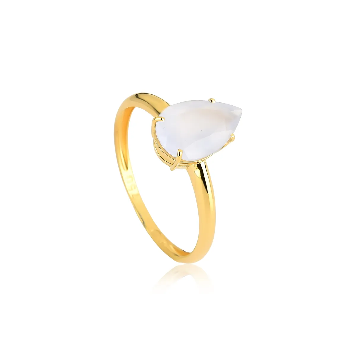 Anel gota da gema Calcedônia ouro 18k Coleção Genuine