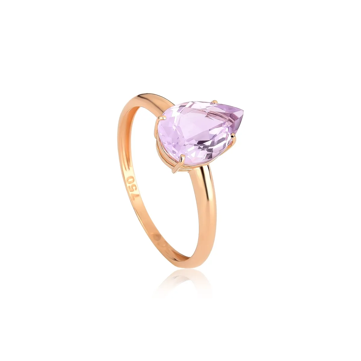 Anel gota gema Ametista Rosé D'France ouro rosé 18k Coleção Genuine