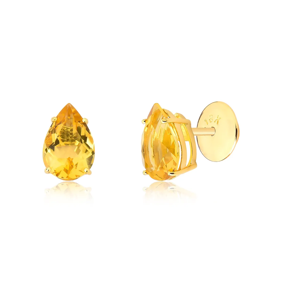 Brinco Stud gota de Citrino Hanner ouro 18k Coleção Genuine